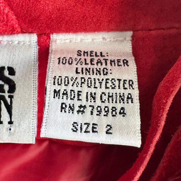 Chico's Red Fringe Suede Leather Jacket - Picture 8 of 8